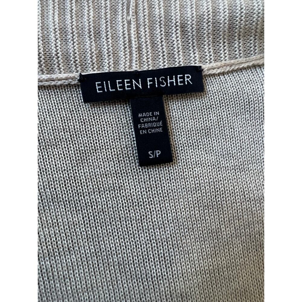Eileen Fisher Merino Wool Tencel Cardigan S Beige Open Front Short Sleeve Duster - Picture 6 of 6